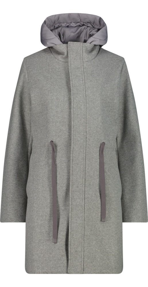CMP Outdoorjacke CMP Wollmantel mit abnehmbarer Kapuze Damen