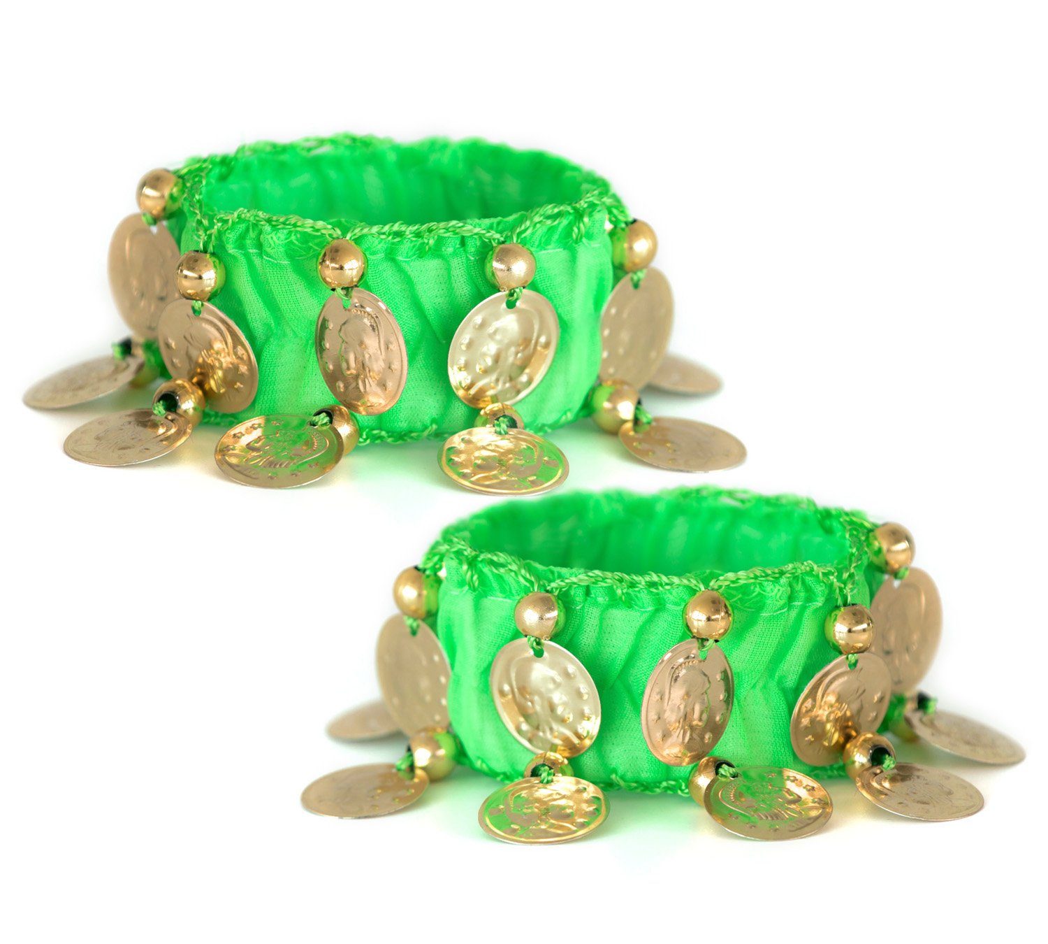 Armbänder Belly Handkette (Paar) MyBeautyworld24 Armband grün Dance Fasching