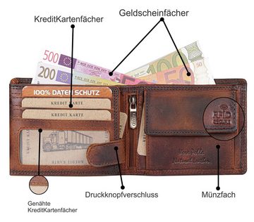 SHG Geldbörse Herren Leder Börse Portemonnaie, Brieftasche Lederbörse mit Münzfach RFID Schutz Männerbörse Büffelleder
