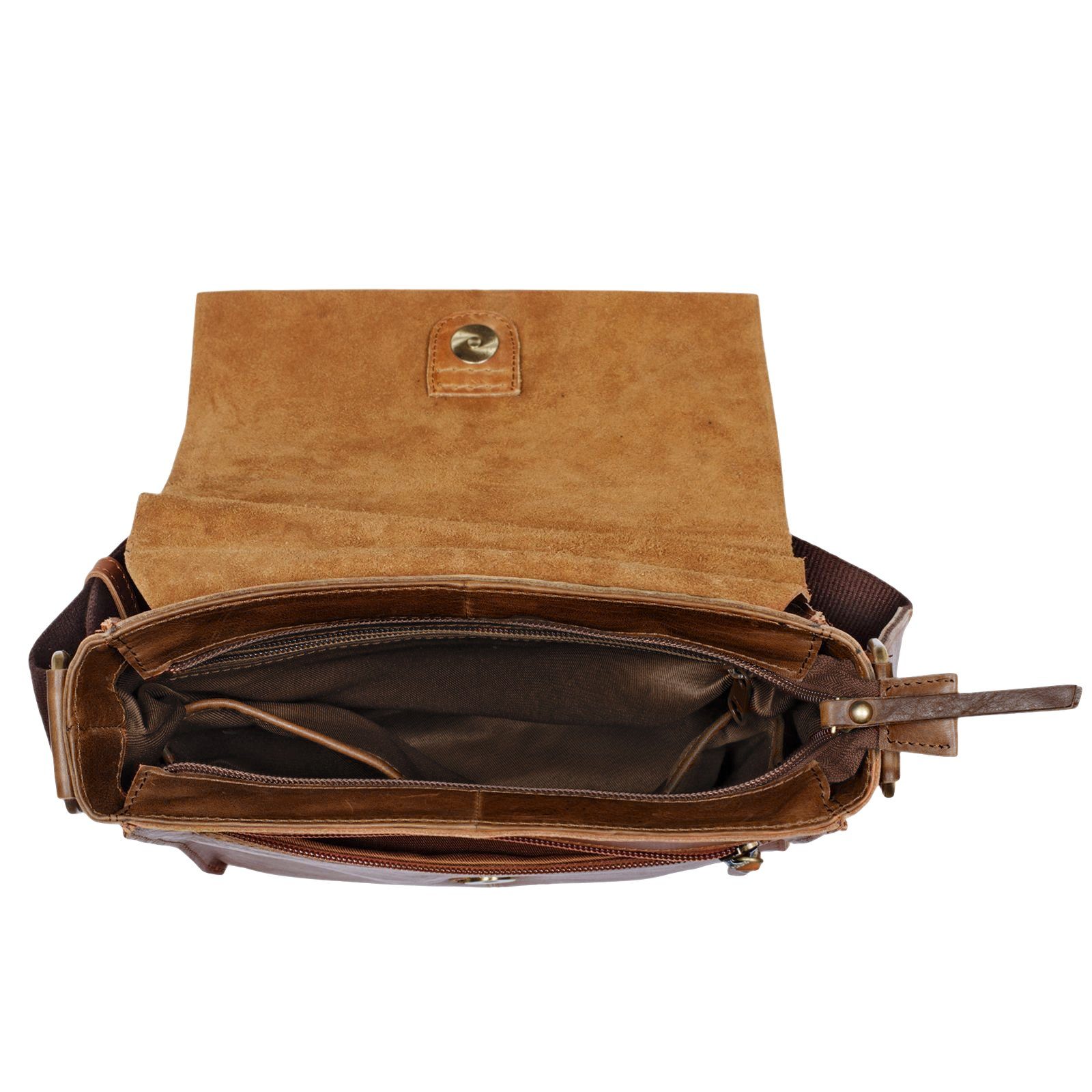 - "Malte" Messenger Kleine Leder Bag dunkelbraun Messenger mocca Herren Bag STILORD