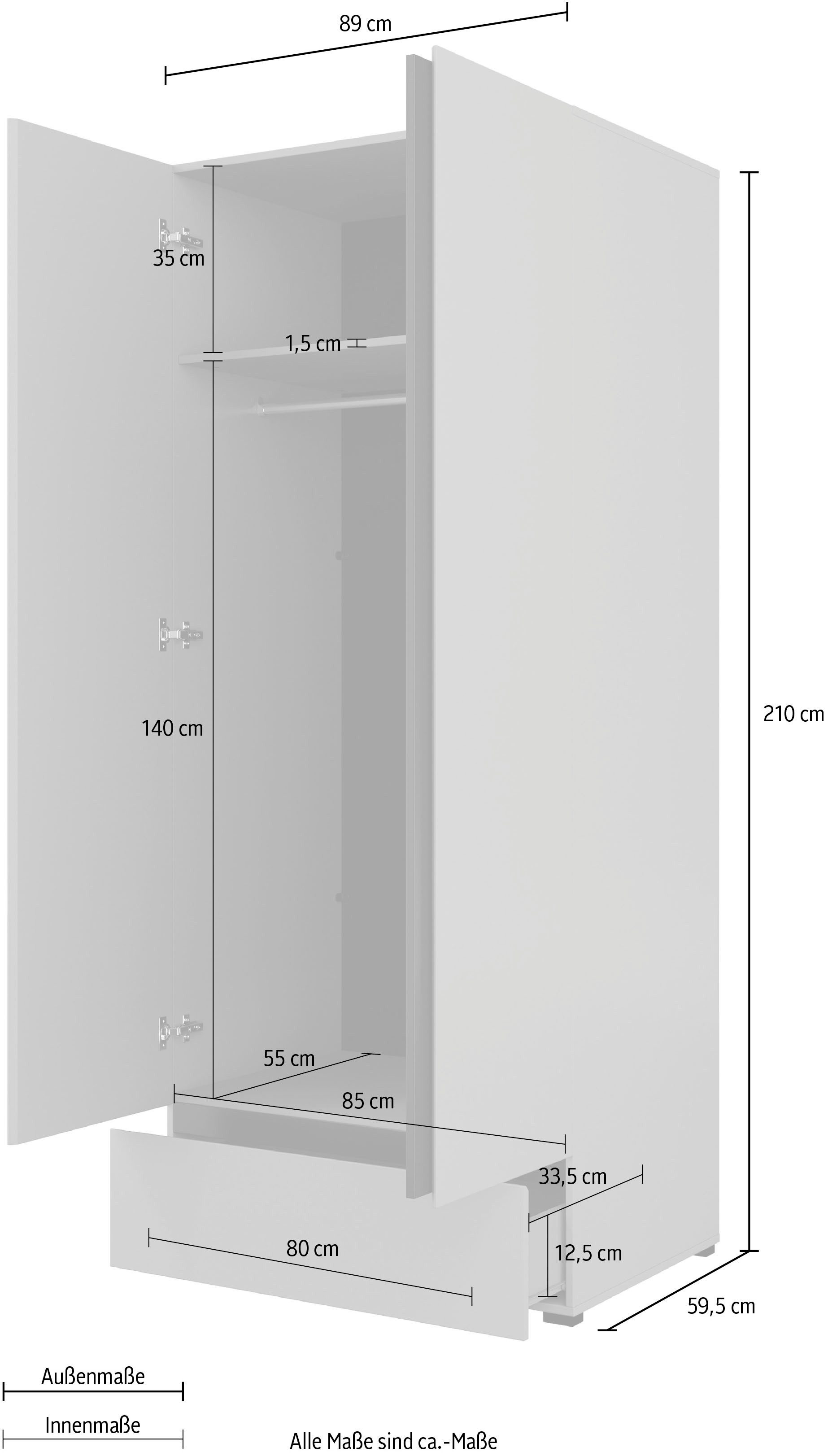 OTTO home Kleiderschrank Cross, moderner griffloser Kleiderschrank Wäscheschrank mit Schublade, Garderobe, Türen – Bild 4 von 4