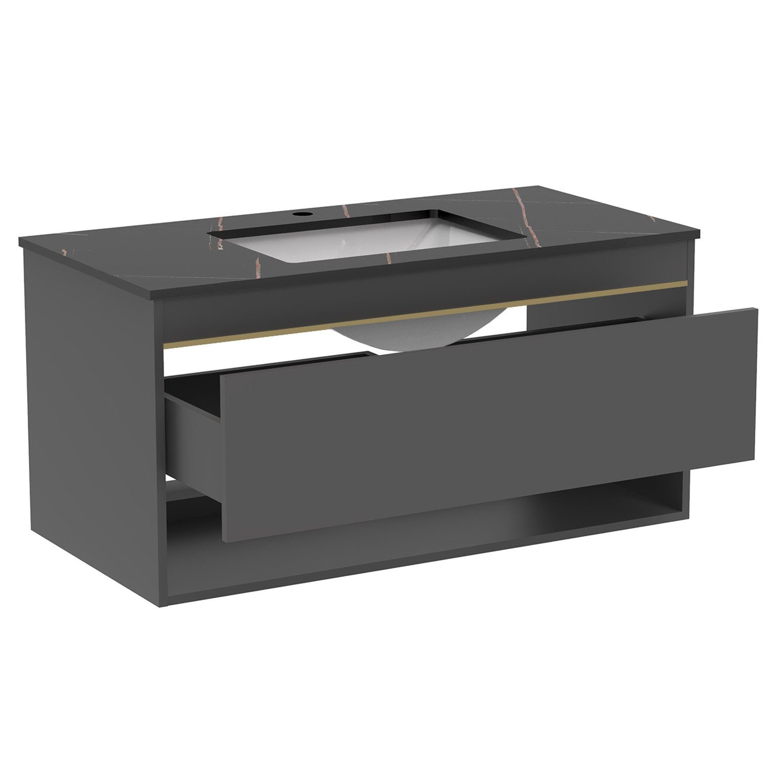 duschspa Waschtisch 60/80/100 cm Badmöbel, Felsplatte-Becken, günstig online kaufen