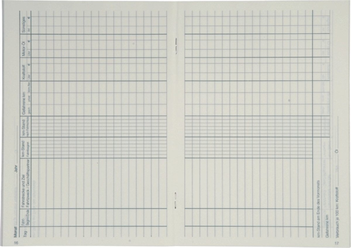 BRUNNEN Formularblock Formularbuch Fahrtenbuch A5 16 Blatt