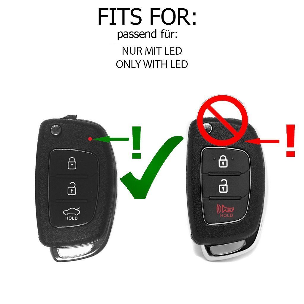 Elantra Softcase Carbon mt-key Schutzhülle 3 im Silikon Hyundai Tasten Look, i20 Sonata Schlüsseltasche ix35 ix25 i10 i40 Tucson Autoschlüssel für