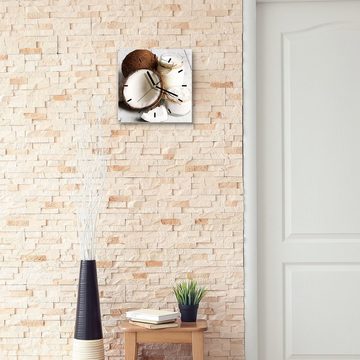 Primedeco Wanduhr Glasuhr Wanduhr Wandkunst Größe 30 x 30 cm mit Motiv Frisches Kokosöl