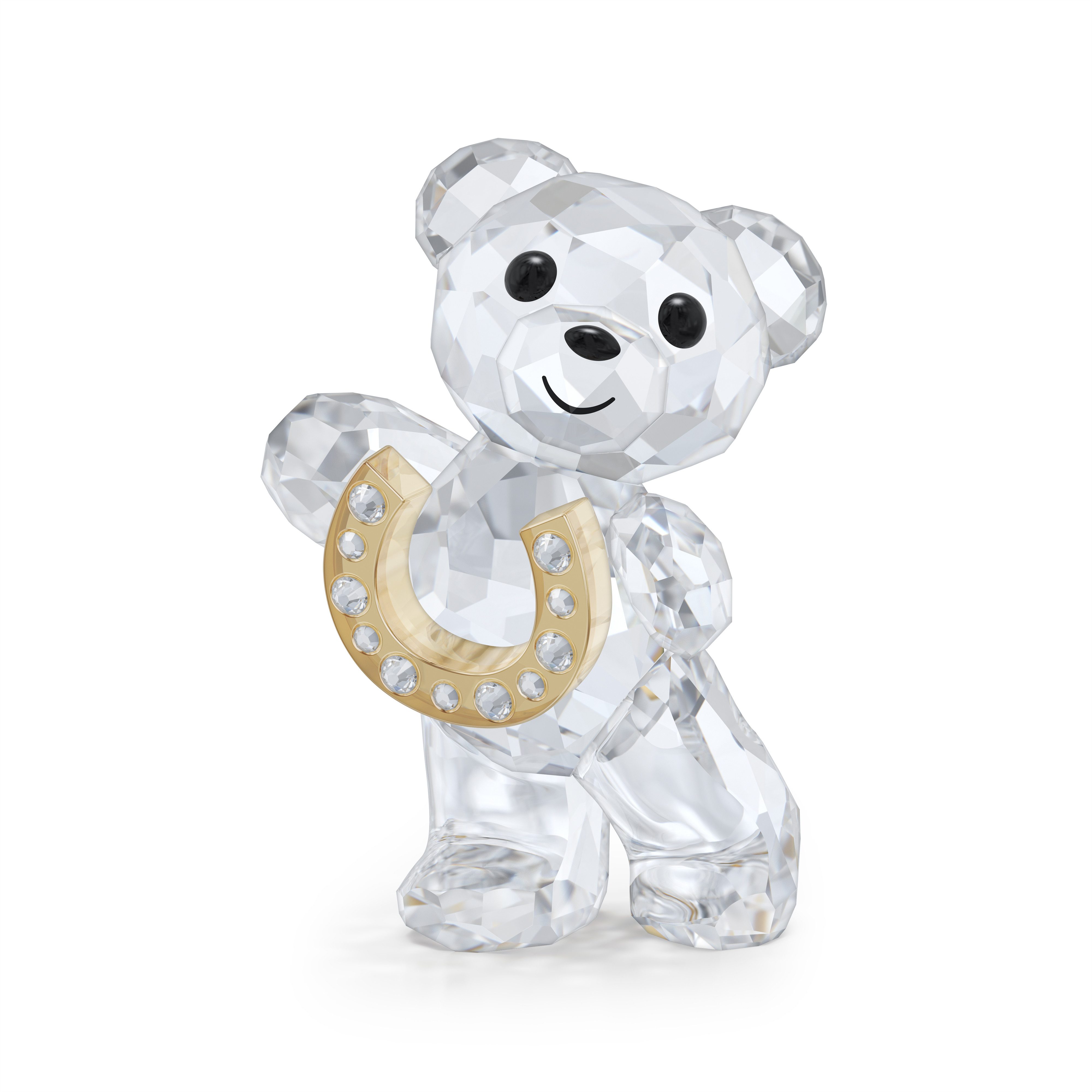 Swarovski Dekofigur Kristallfigur Sammelfigur KRIS BEAR LUCKY HORSESHOE (1 St), Swarovski® Kristall mit schwarzem Emaille