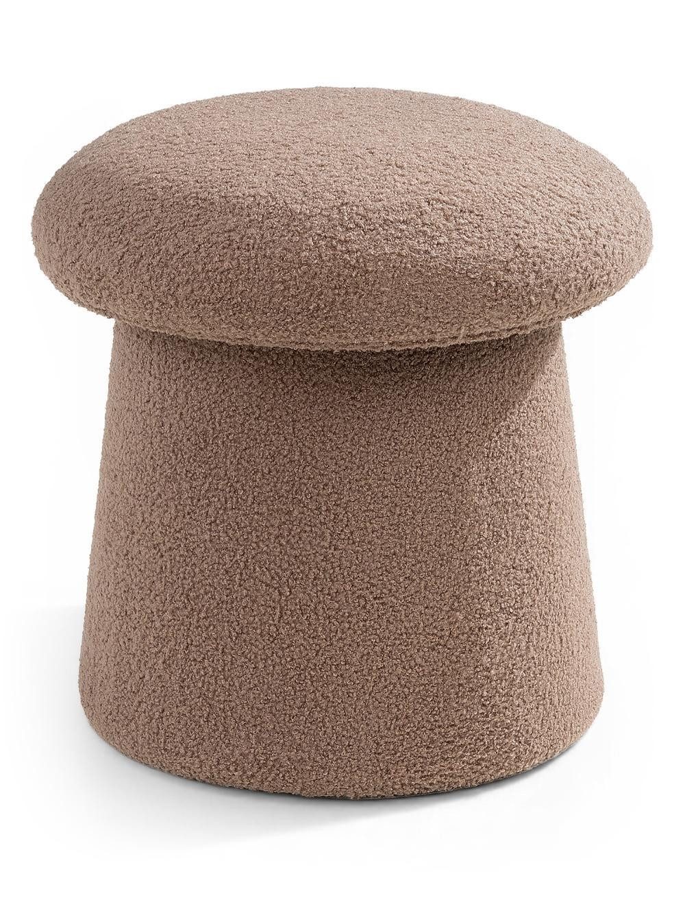 Home4You Polsterhocker Ø 44 x H 46 cm, Taupe, Teddystoff, (1 St), MDF, mit Deckel und Stauraum
