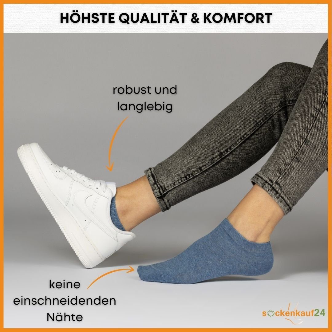sockenkauf24 Sneakersocken 10 Paar Basic Sneaker & aus Herren Socken mit (Basicline) Baumwolle 70202T Damen Komfortbund WP (Jeans, - 39-42)