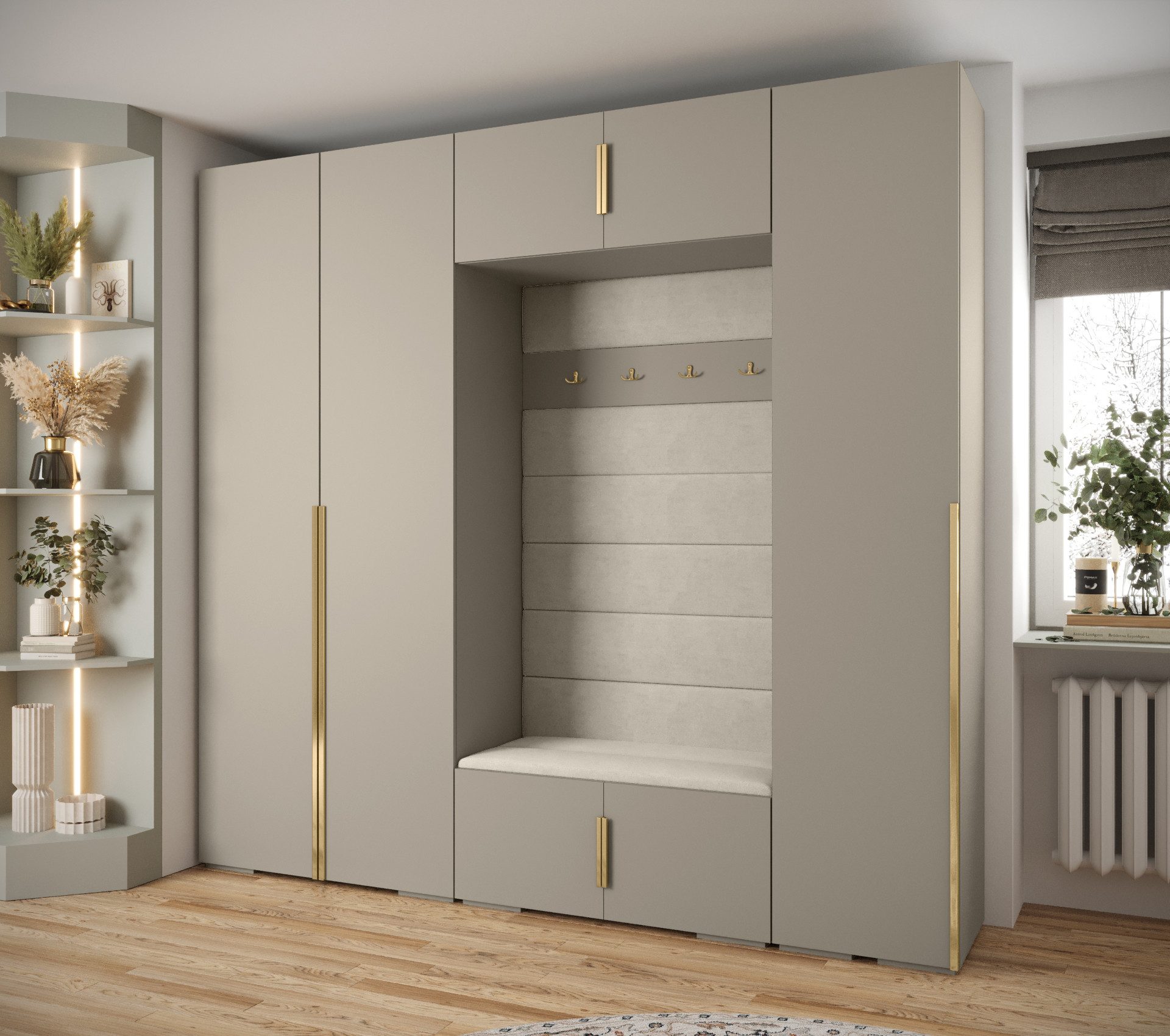 ABIKS MÖBEL Kompaktgarderobe INOVA 1 SATZ 8 Möbelset, Garderobe mit Kleiderstange und Regalen