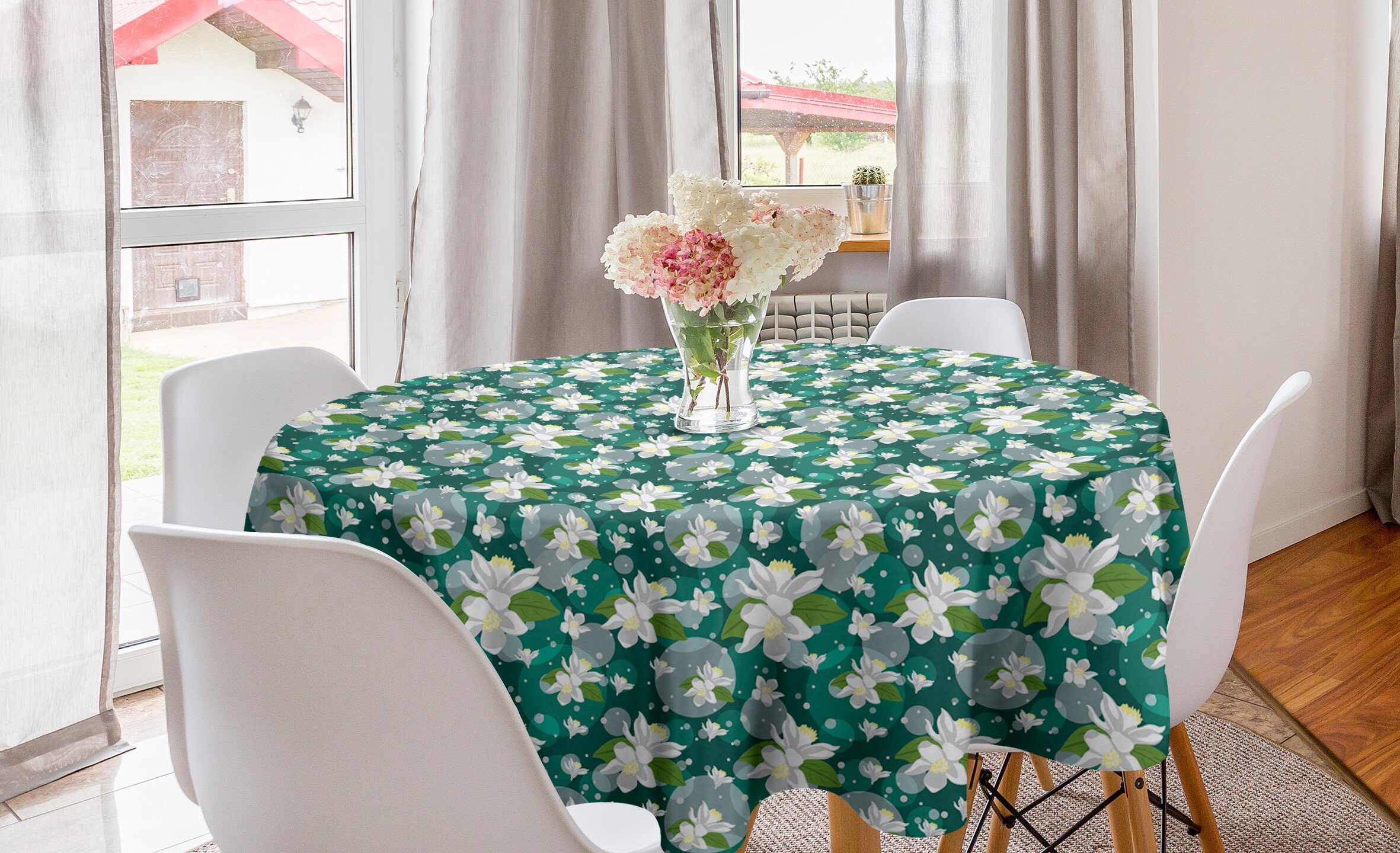 Abakuhaus Tischdecke Kreis Tischdecke Abdeckung für Esszimmer Küche Dekoration, Blumen Zitrone Blumen und Runden