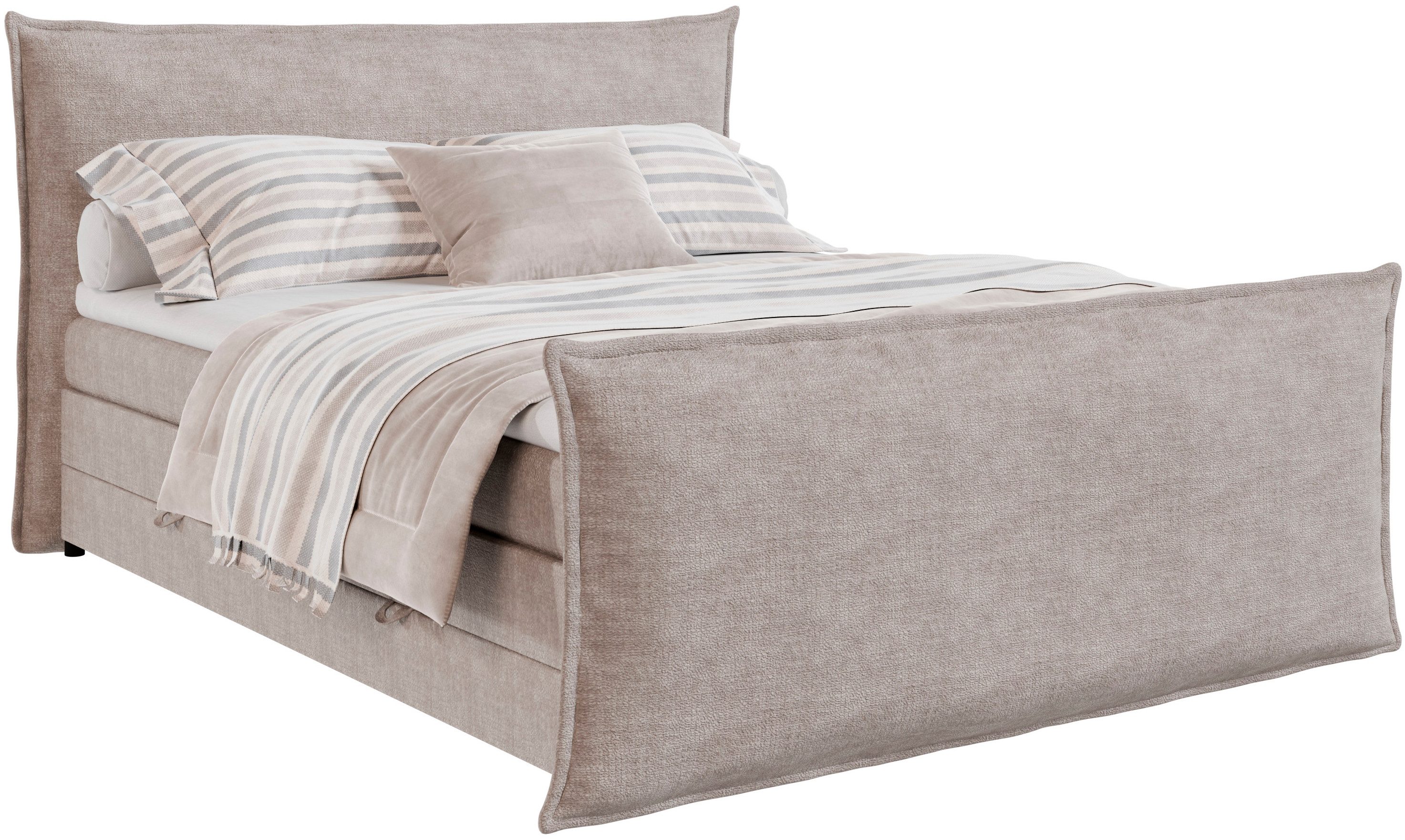 FORTE Boxspringbett Harmonie inkl. Bettkasten und Topper, Kopf- und Fußteil in Kissenoptik, in den Breiten 140cm, 160cm und 180cm erhältlich