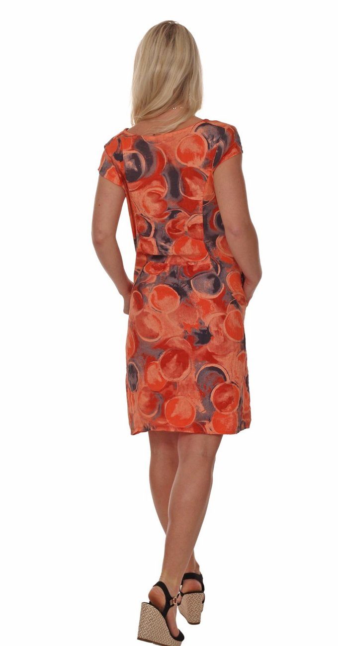 Charis Moda A-Linien-Kleid Leinenkleid Sommerkleid Belli Rotondi Kurzarm
