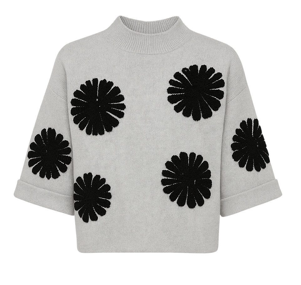 Mississhop Rollkragenpullover Damen Pullover mit Blumenmuster günstig online kaufen