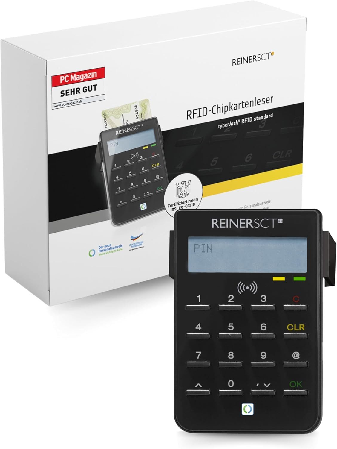 REINER SCT HBCI-Chipkartenleser cyberJack RFID standard, RFID-Kartenleser für Personalausweis, eID und Online-Banking