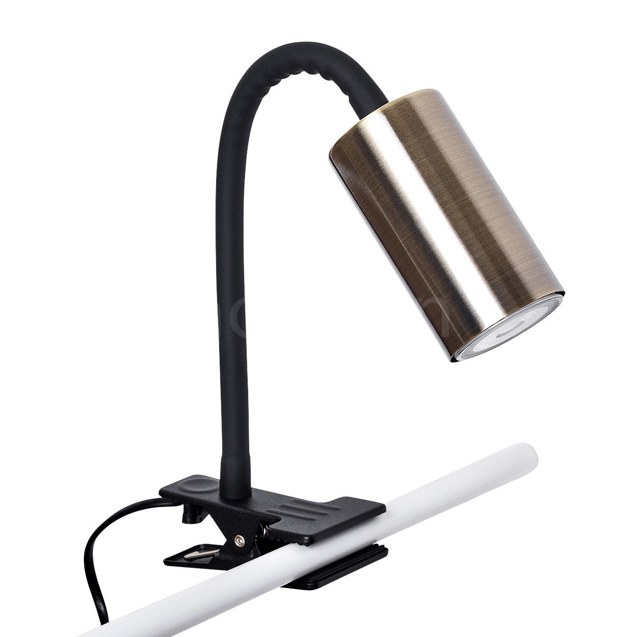 hofstein Klemmleuchte »Gambellara« moderne Klemmlampe aus Metall in Schwarz/Messingfarben, ohne Leuchtmittel