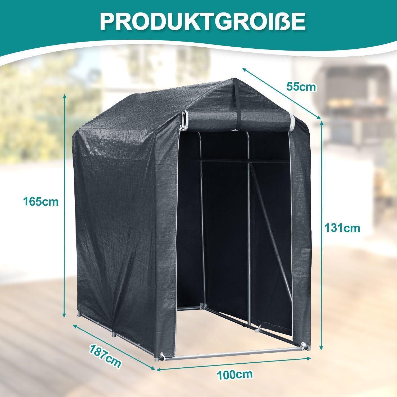 LuxusKollektion Foliengerätehaus Fahrradgarage 2 Fahrräder 187x165x100cm, (1 St)