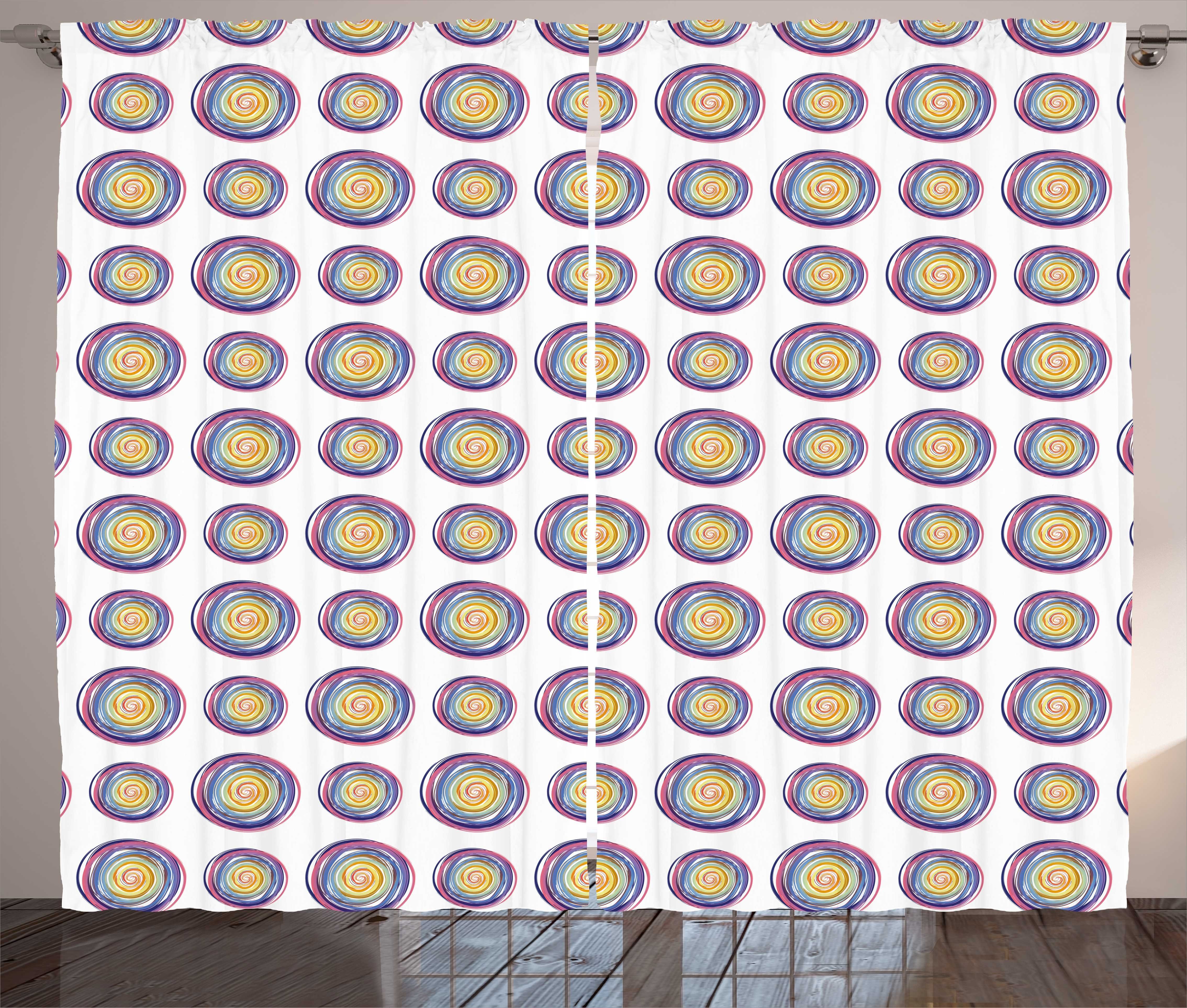 Gardine Schlafzimmer Kräuselband Vorhang mit Schlaufen und Haken, Abakuhaus, Geometrisch Kreise in Whirlpool Kunst