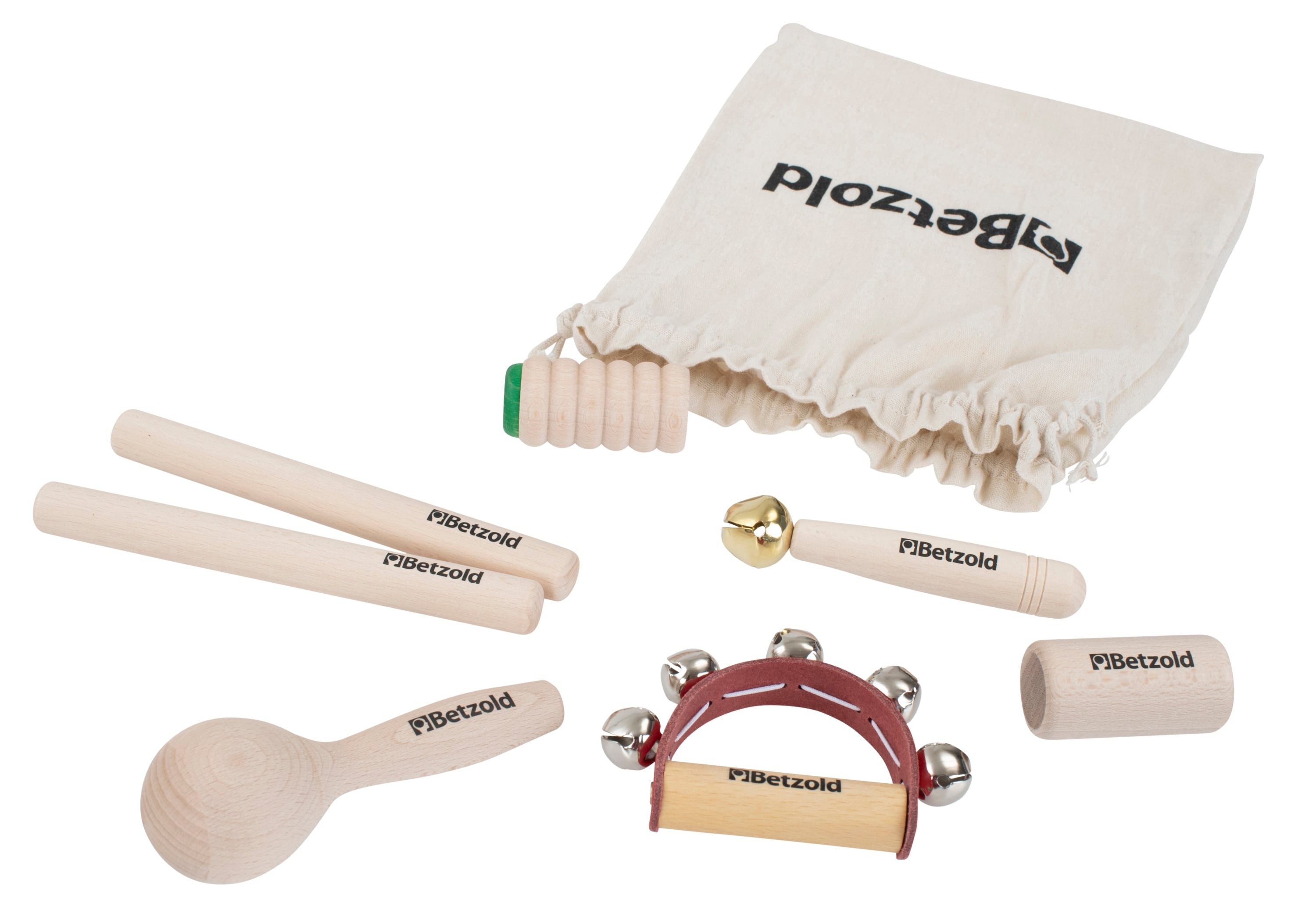 Betzold Spielzeug-Musikinstrument Rhythmik-Set 6-teilig – Holz-Musikinstrumente im Set