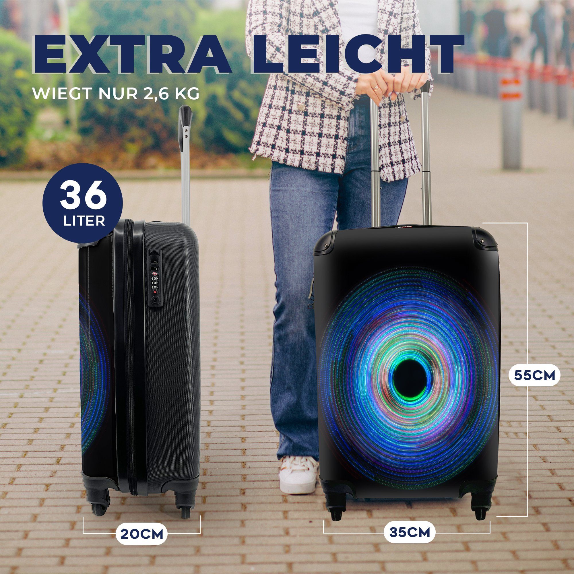 Auges, für Reisekoffer LED-Beleuchtung Trolley, Form MuchoWow Handgepäckkoffer 4 Handgepäck in mit eines Reisetasche rollen, Ferien, Rollen,