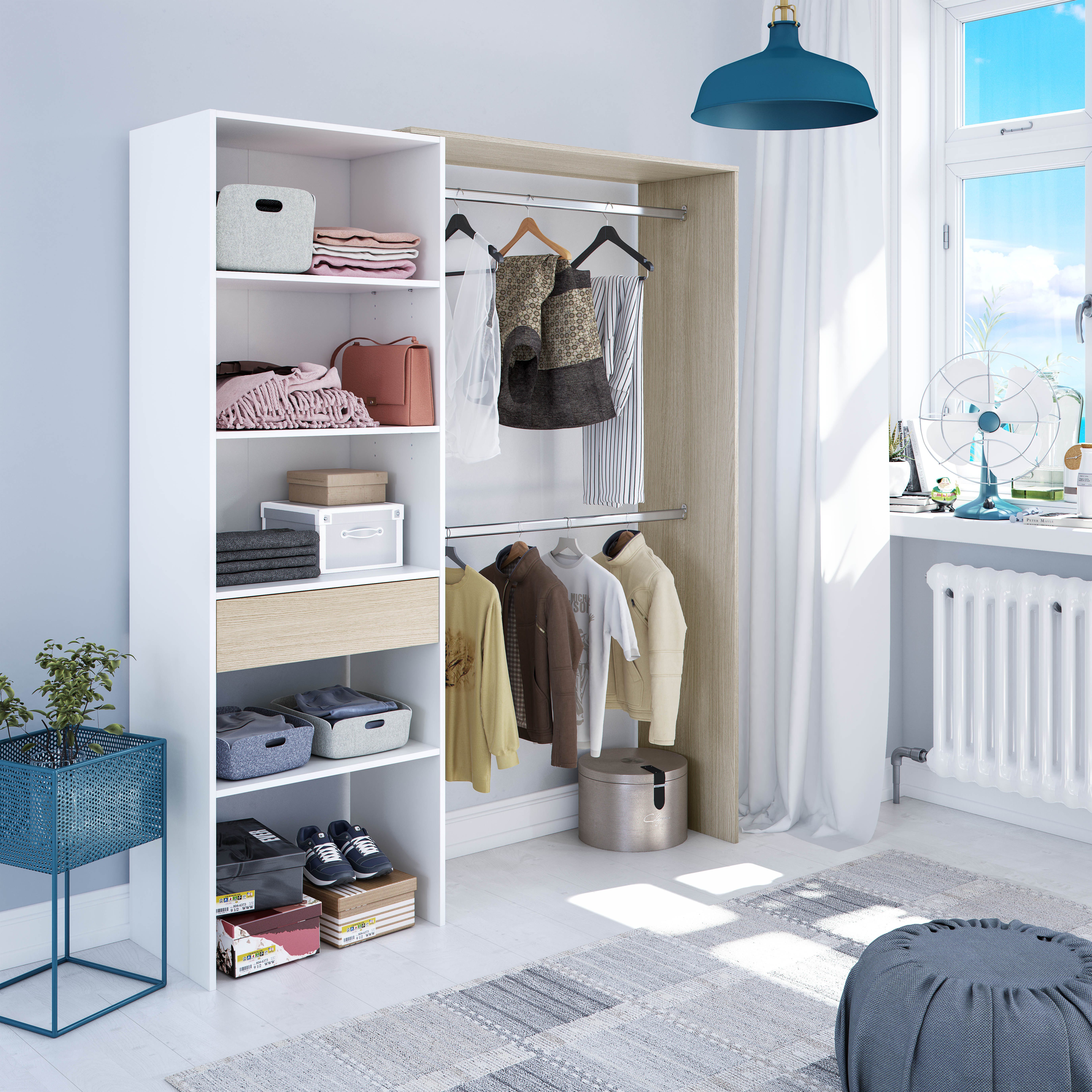 habeig Kleiderschrank begehbar offen Garderobe Schrank Regal Schublade 2x K günstig online kaufen