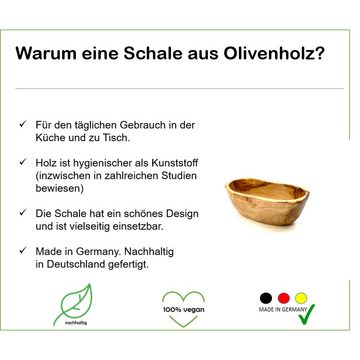 Olivenholz-erleben Dipschale Tapas Schale 14-16 cm, oval, (1-tlg), antibakterielle Wirkung