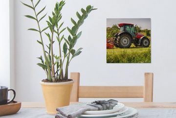 OneMillionCanvasses® Leinwandbild Traktor - Rot - Natur - Grün - Landleben, (1 St), Leinwand Bilder für Wohnzimmer Schlafzimmer