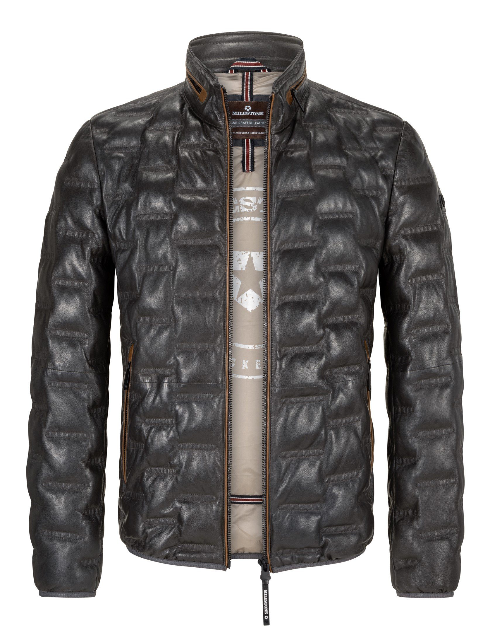Milestone Lederjacke MSAversa in Stepp-Optik aus günstig online kaufen