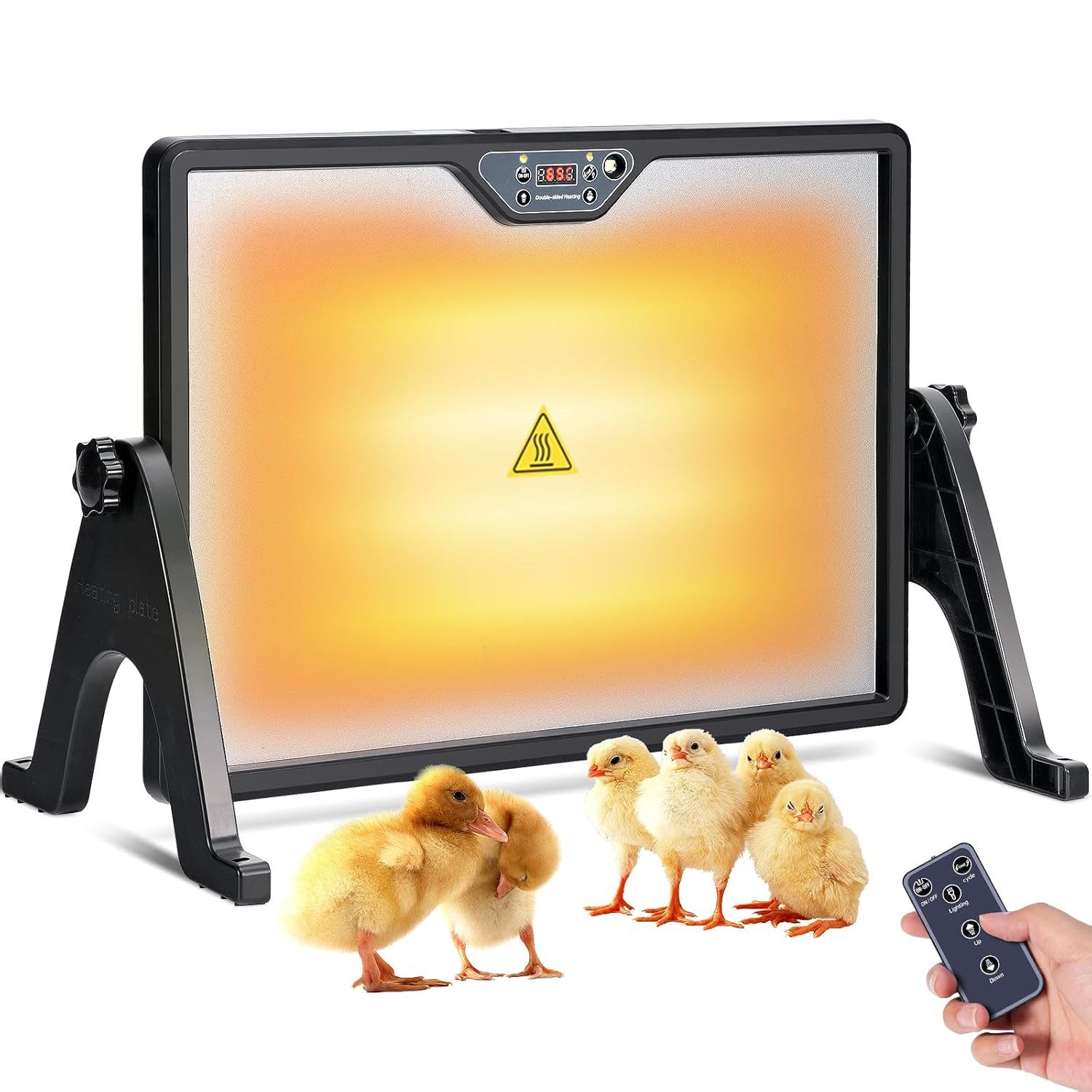 VIVIHEYDAY Hühnerstall Wärmeplatte Küken, 180W Wärmelampe Hühner mit Thermostat, 30-75℃, Doppelseitig Hühnerstall Heizung, Küken Wärmeplatte mit Fernbedienung