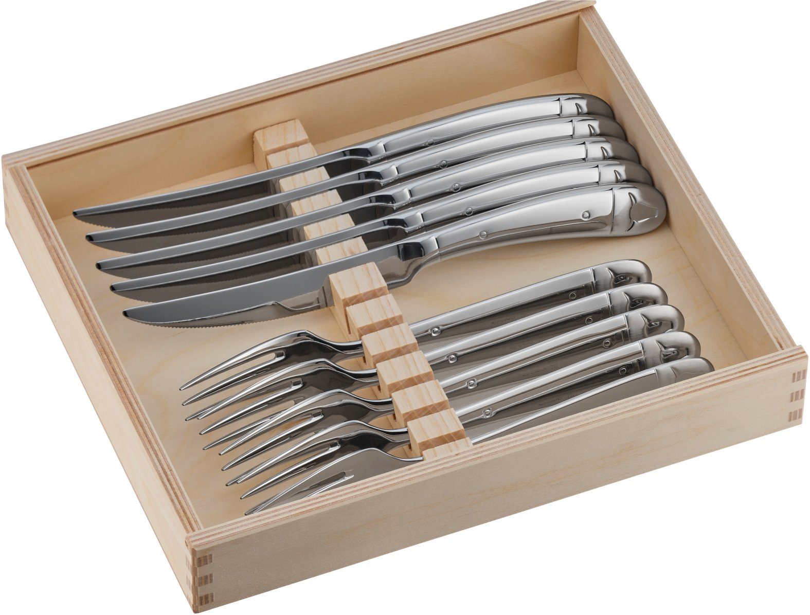 WMF Steakbesteck Geschenkidee Steakbesteck-Set, 12-teilig (12-tlg), Cromargan 18/10 poliert, geschmiedete Messer, spülmaschinengeeignet, inklusive Holzbox