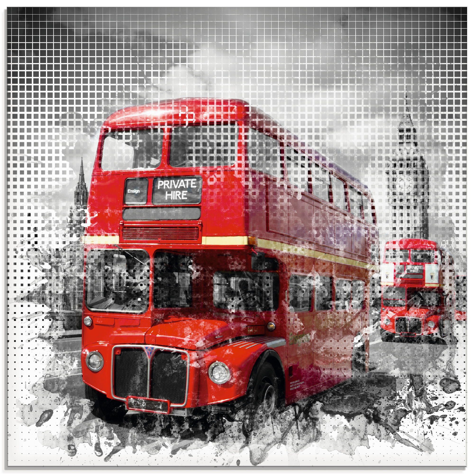 St), (1 Auto Größen Busse, Rote Westminster in London Glasbild Artland verschiedenen