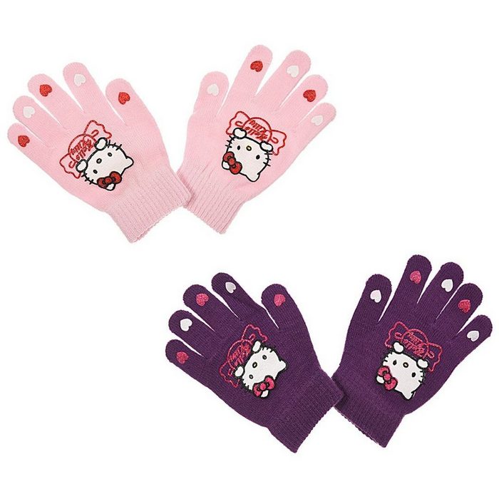 Hello Kitty Strickhandschuhe Kinder Fingerhandschuhe 2er-Pack aus Feinstrick