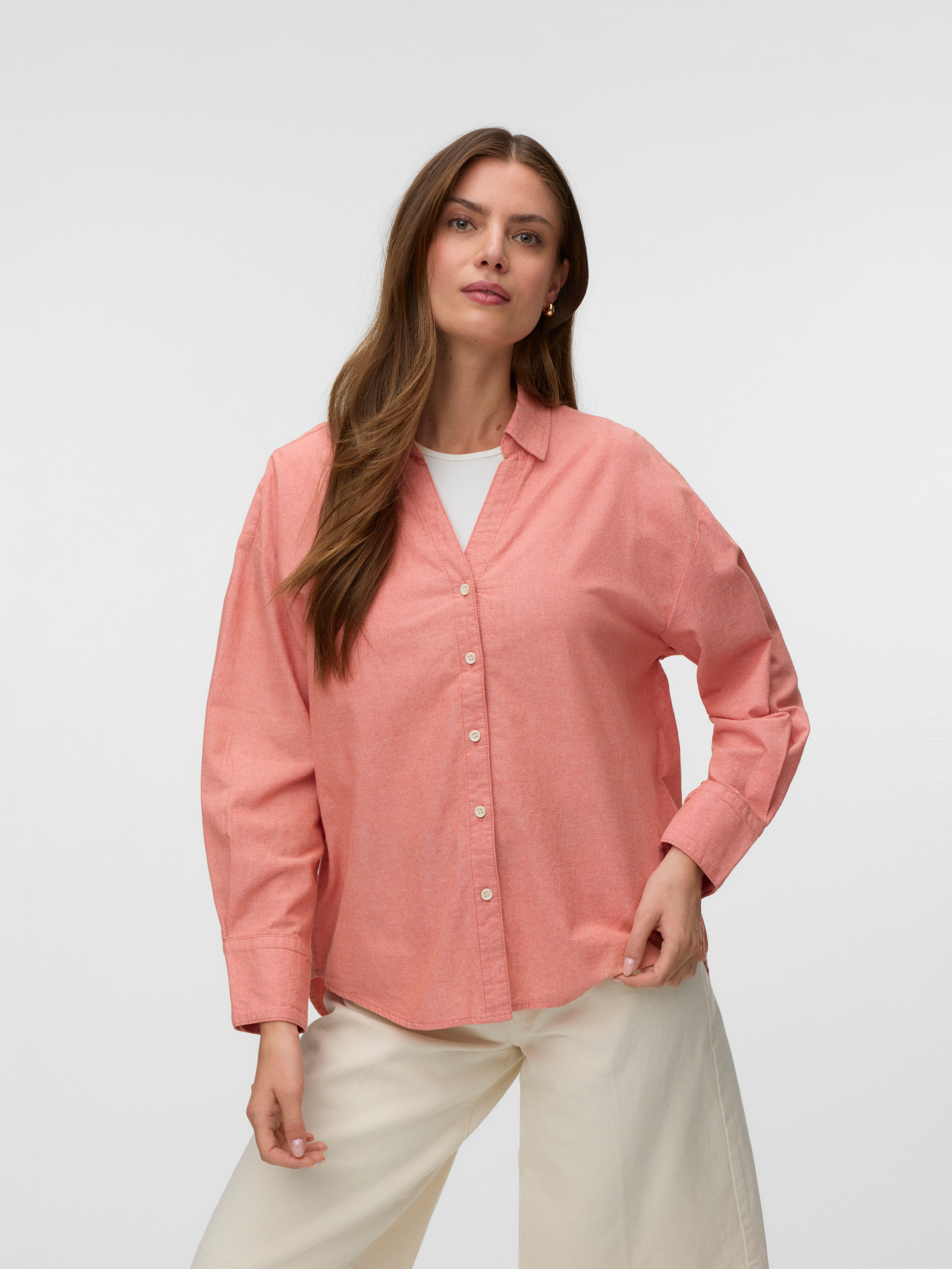 Vero Moda Langarmbluse VMNORMA LS CHAMBRAY SHIRT Baumwolle, loose fit