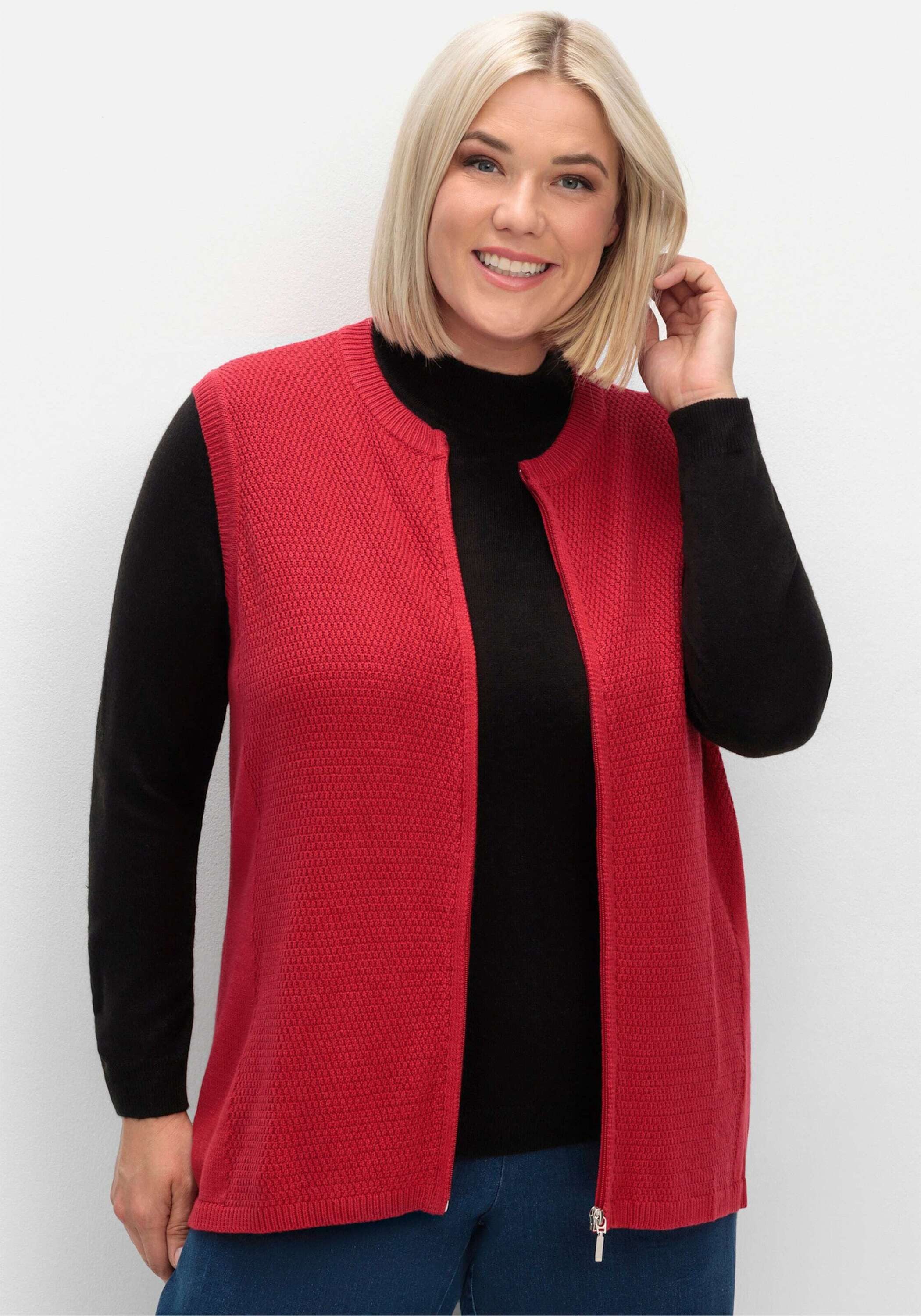 Sieh an! Strickweste Strickweste Ärmellos Struktur