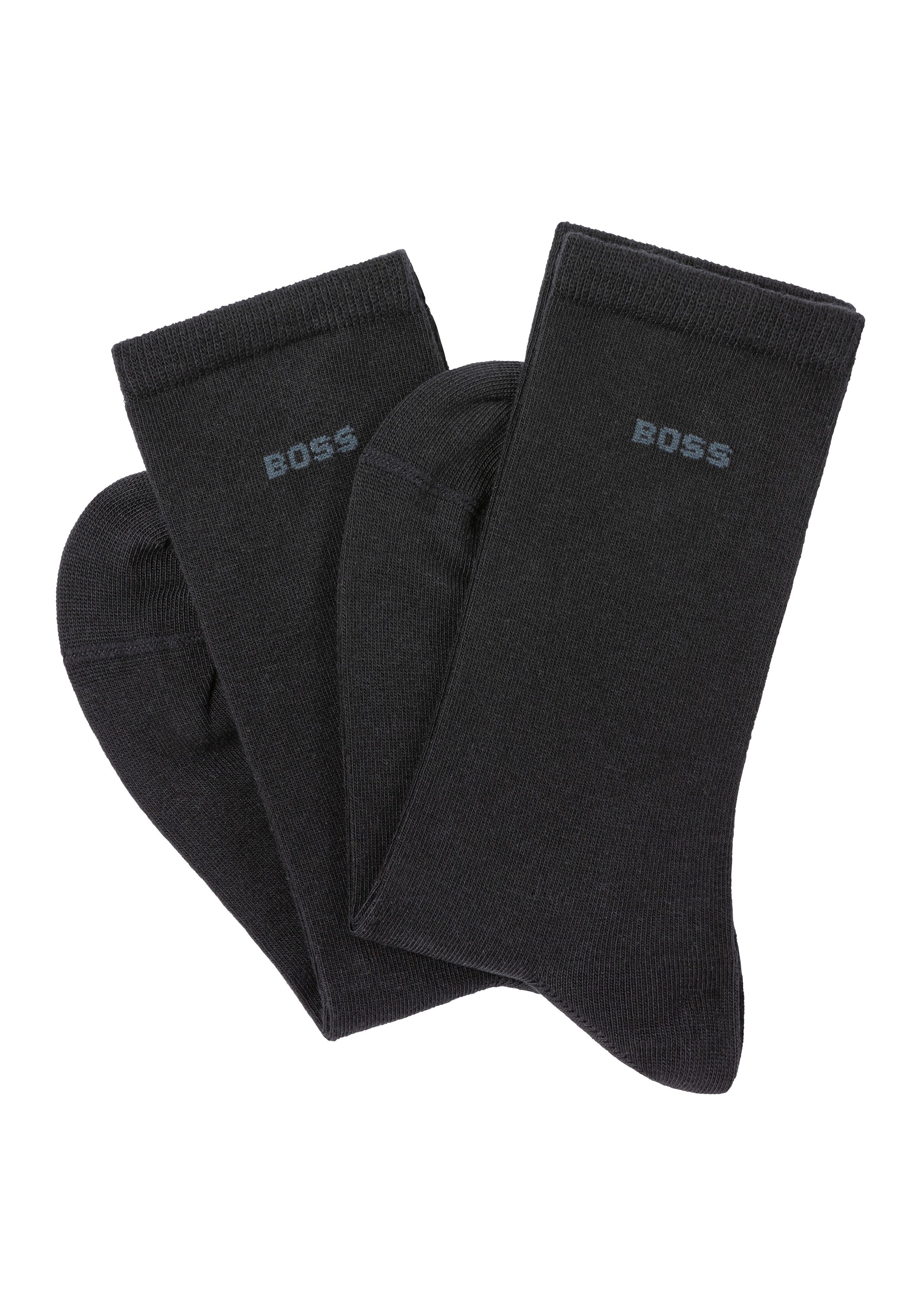 BOSS Businesssocken 2P RS Uni Logo CC W (Packung, 2-Paar, 2er Pack) mit BOSS Schriftzug
