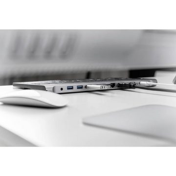 Digitus Laptop-Dockingstation 10-Port USB-C Dock mit Tastatur (GER), HDMI, VGA, inkl. Ladefunktion, integrierter Kartenleser