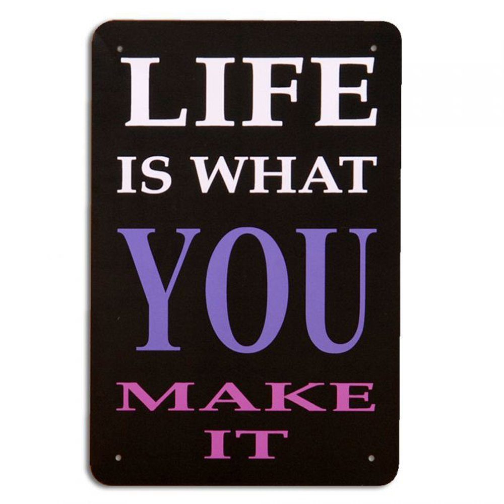 LebensWohnArt Metallbild Metallschild LIFE IS Vintage Schild im Retro-Design