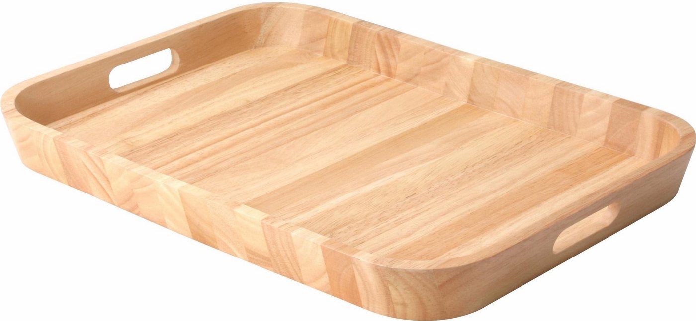 Continenta Tablett, Holzwerkstoff, (1-tlg), Handarbeit, aus einem Holzblock gearbeitet