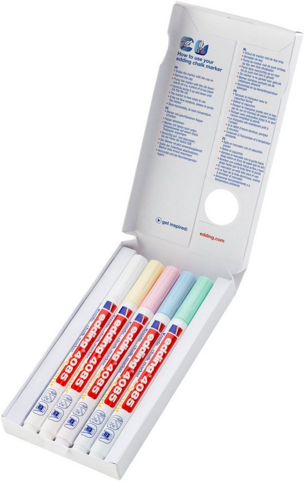 Thumbnail - edding Filzstift Kreidemarker edding 4085 5er-Set sortiert pastell