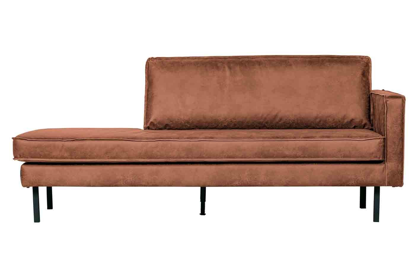 WOOOD Daybed Recamiere Rodeo Daybed Lederoptik, rechts Cognac