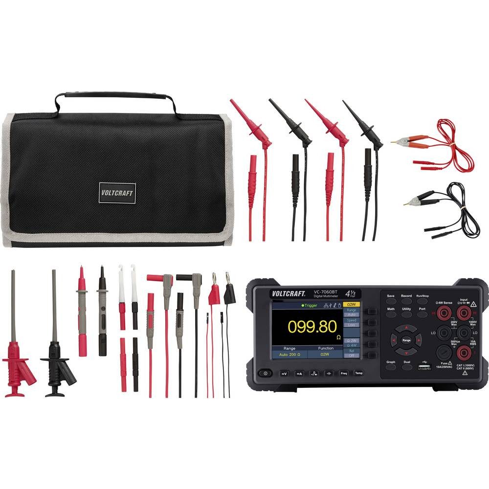 VOLTCRAFT Multimeter VC-7060BT Tischmultimeter mit MLSET-120 Messleitungen, Datenlogger