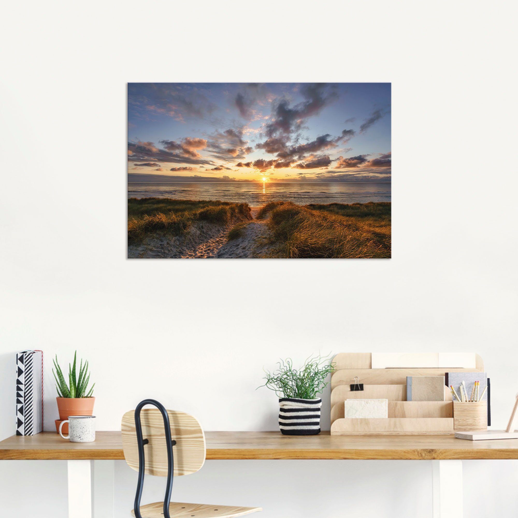 Artland Wandbild Größen Sylt, als (1 Sonnenuntergang oder versch. Sonnenuntergang Alubild, -aufgang Poster auf & Bilder St), in Wandaufkleber Leinwandbild, vom