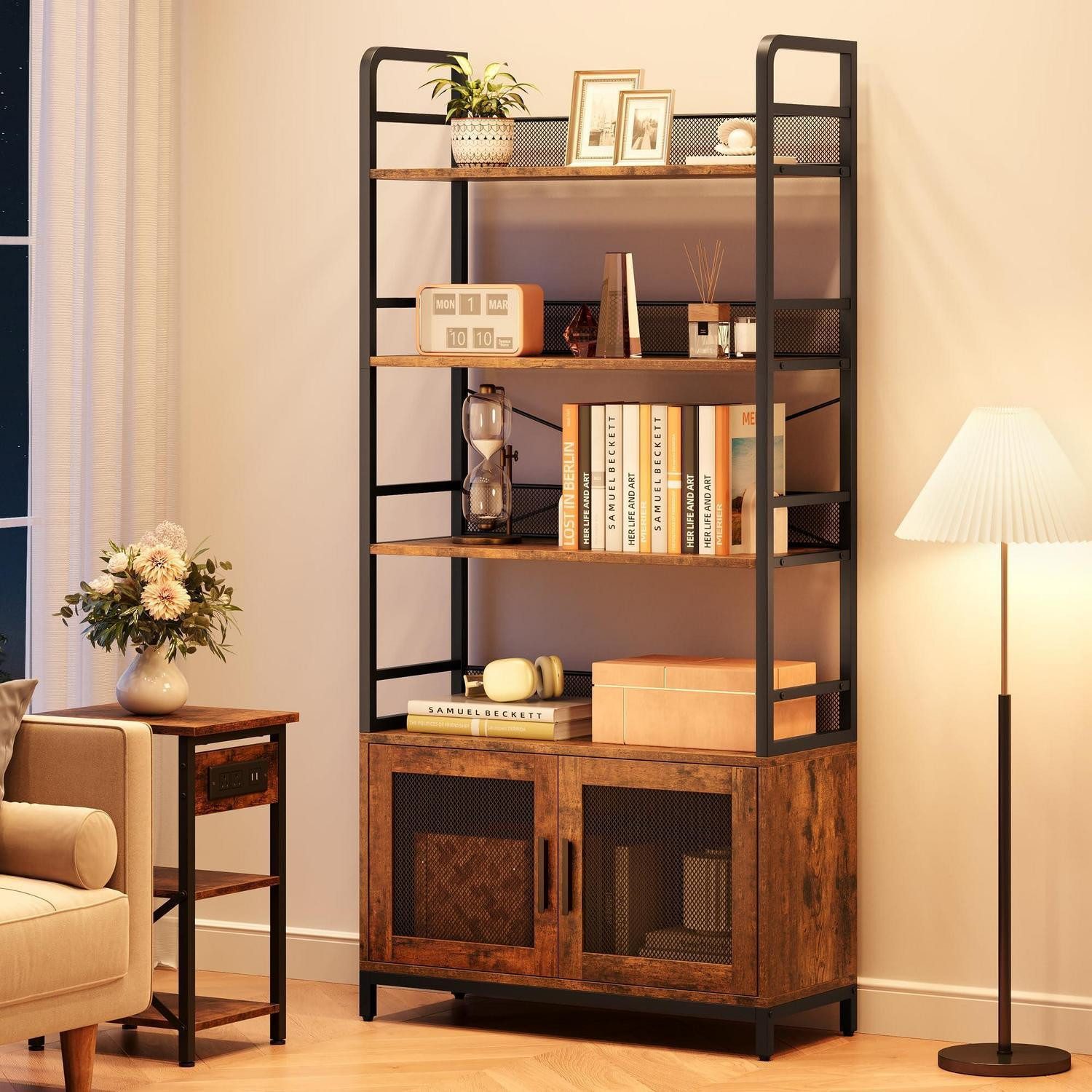 LuxusKollektion Bücherregal Bücherregal Industrie 3 Ebenen Gittertüren 180x80x30cm, 1-tlg.
