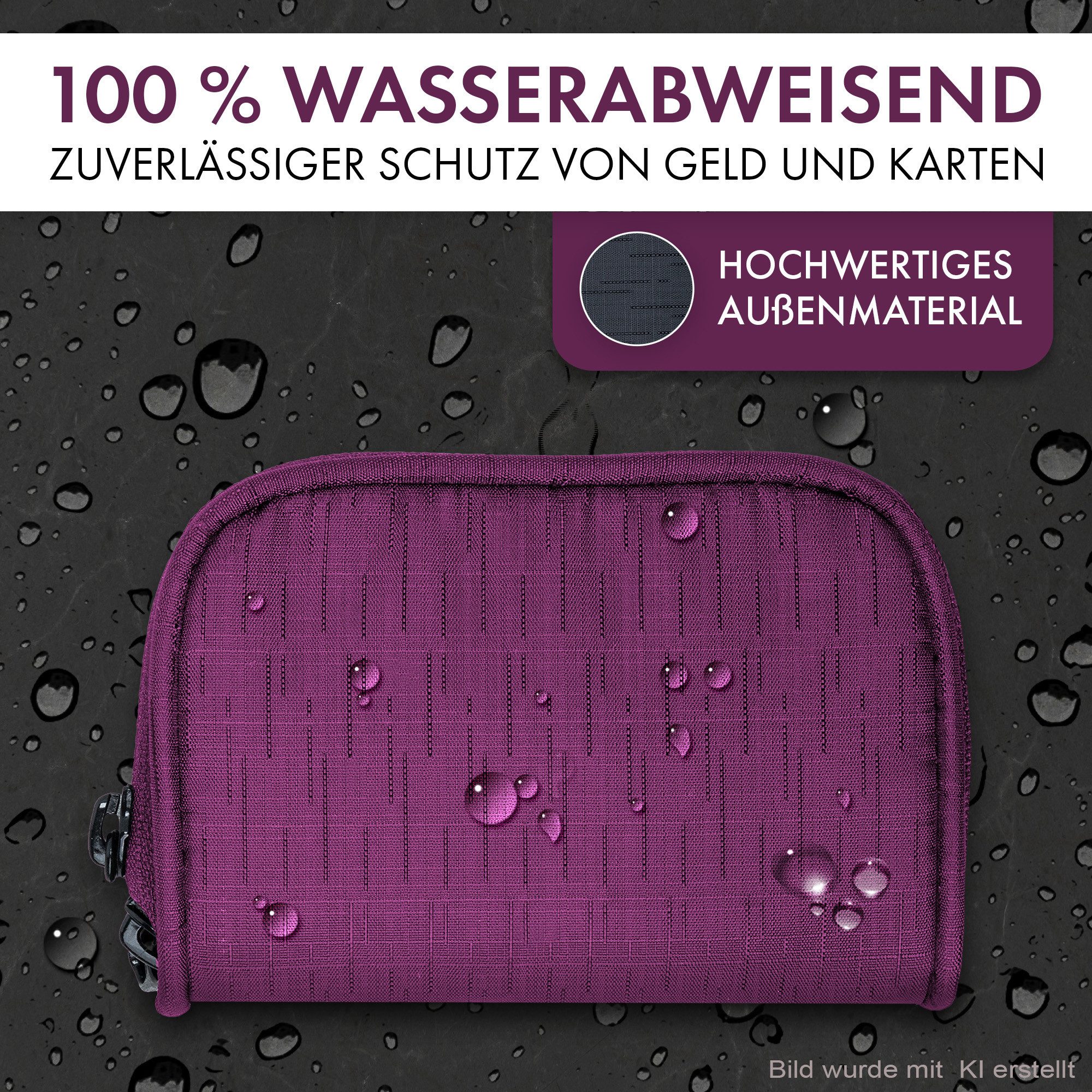 XiRRiX Mini Geldbörse - Portemonnaie klein - Geldbeutel für Damen und Herren (mit Reißverschluss, in schönen Farben), wasserabweisend, RFID Schutz