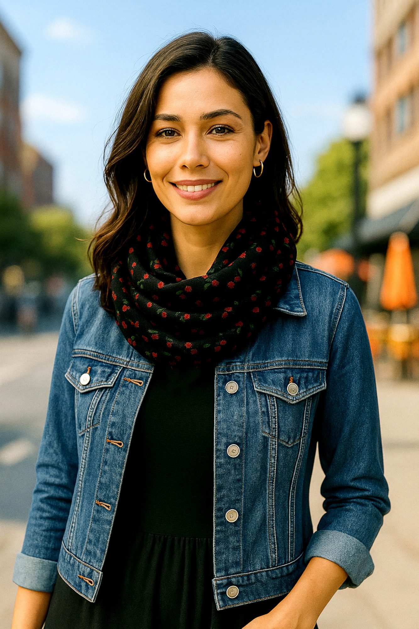 Ella Jonte Loop, breiter Rockabilly Loop schwarz rot mit Kirschen günstig online kaufen