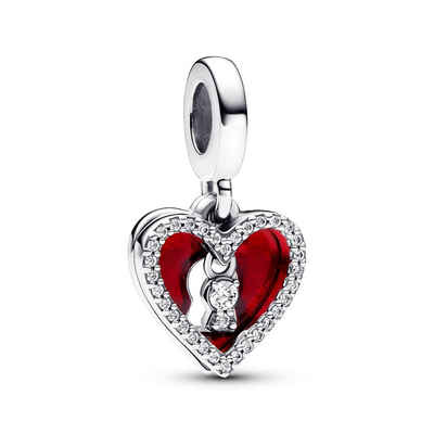 Pandora Charm-Einhänger Doppelter Charm-Anhänger rotes Herz und Schlüsselloch von PANDORA