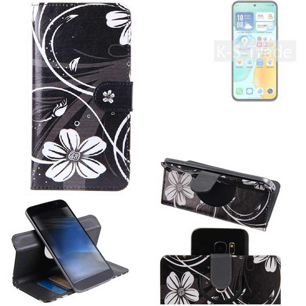 K-S-Trade Handyhülle für Honor Play 60m, Schutzhülle Handyhülle Hülle 360° Wallet Case “Flowers“