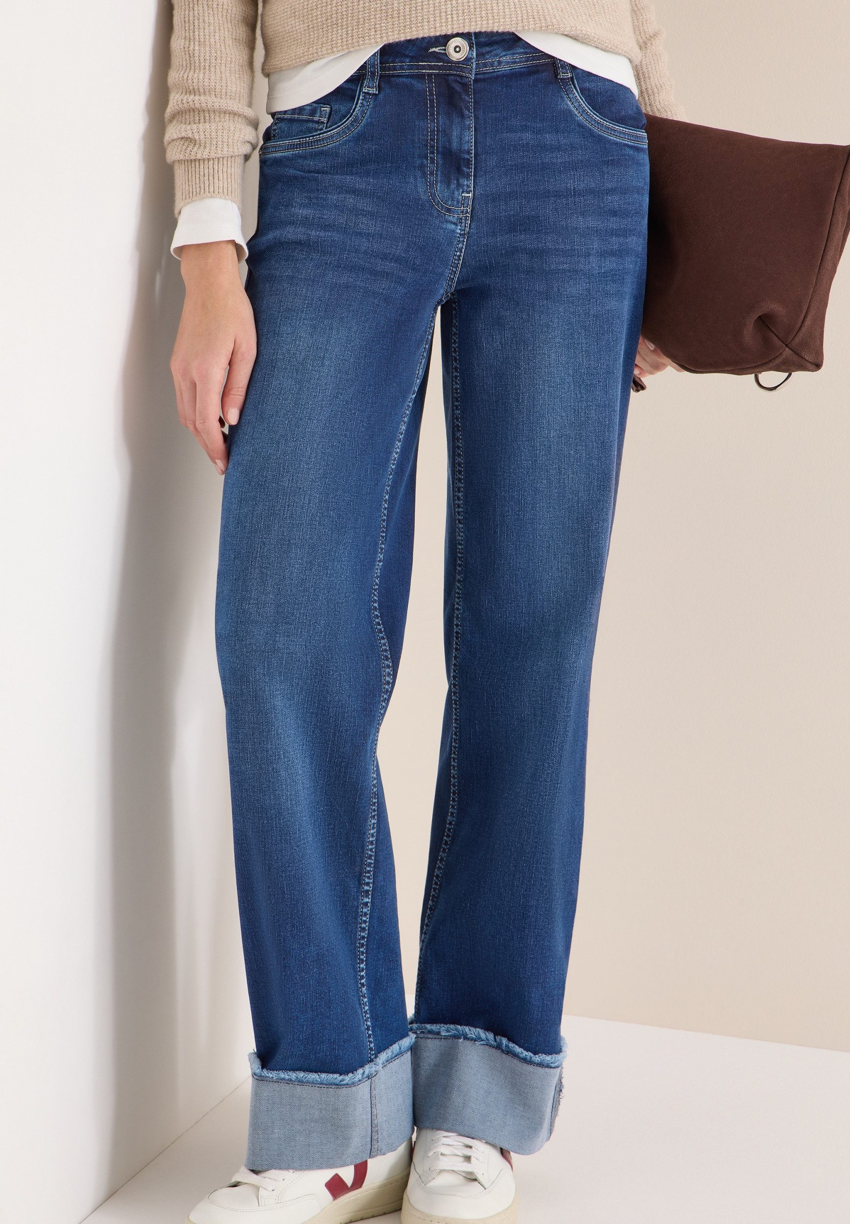 CECIL Weite Jeans Style TOS Neele Mid Blue Washed - Cecil weite Jeans Damen