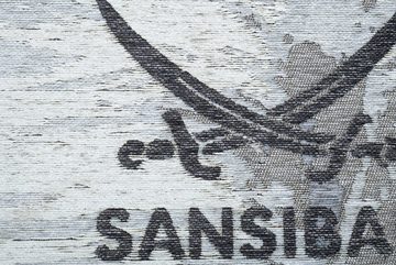 Teppich Keitum 032, Sansibar, rund, Höhe: 3 mm, Flachgewebe, modernes Design, Motiv Brandung & Wellen