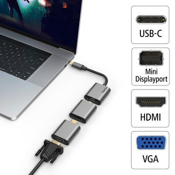 Hama USB-C Multiport Adapter Set 6 in1, USB-C, Mini DisplayPort, HDMI, VGA Computer-Adapter Mini DisplayPort, USB-C zu HDMI, Mini DisplayPort, VGA