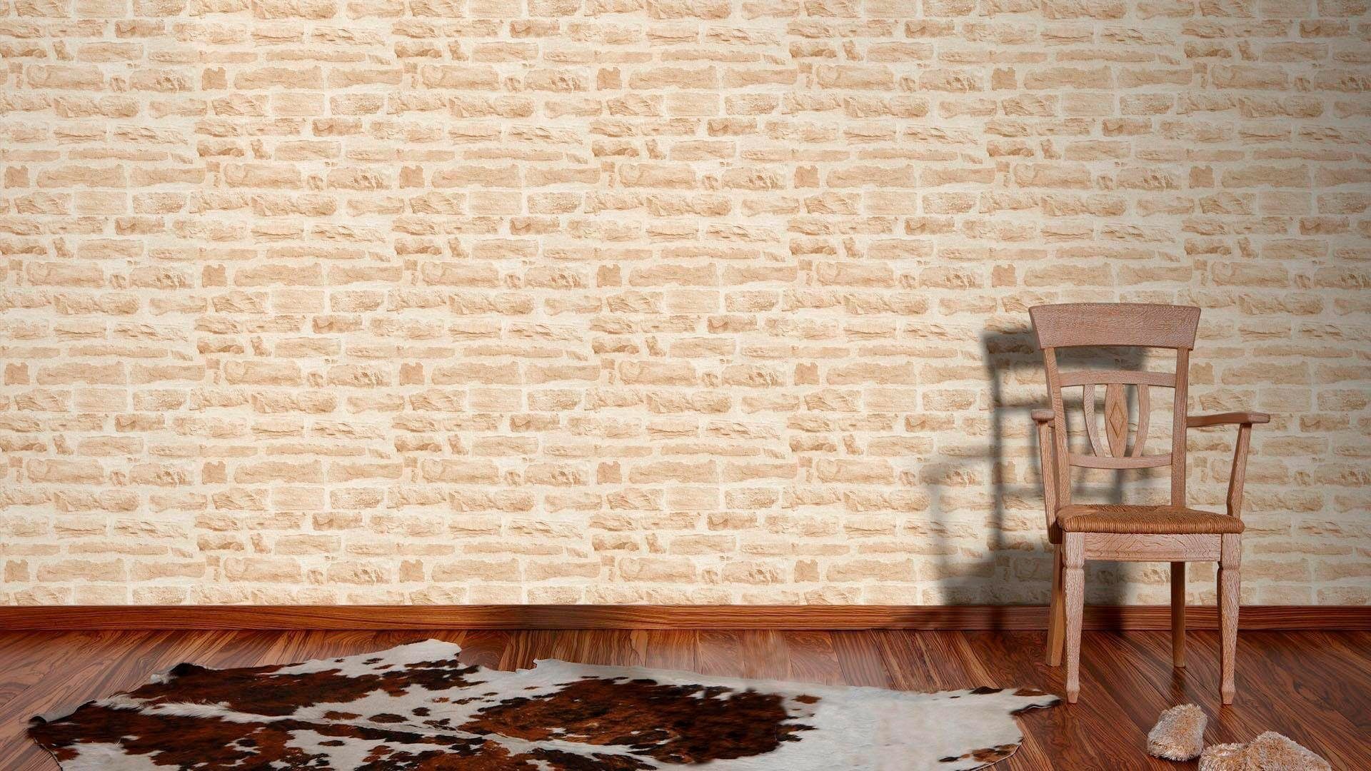 living walls Vliestapete Best Steinoptik, realistisch, St), Stein (1 glatt, Stone, beige/natur of Wood`n Struktur urban, Tapete